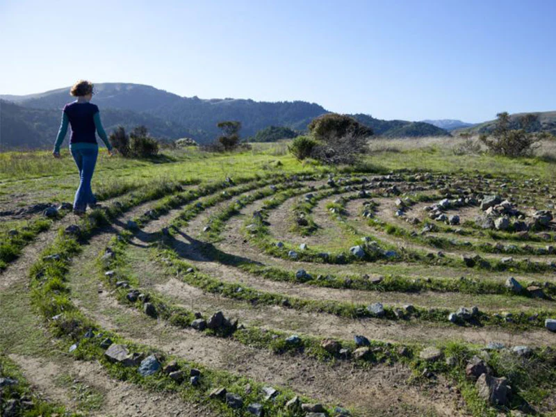 woman walking a labyrinth